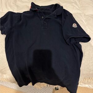 Moncler Dark Blue Polo with Red Accent